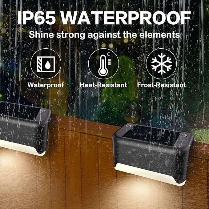 Solar Deck Lights Outdoor, 20 Pcs Solar Step Lights, Waterproof LED Solar Lights for Outdoor Stairs, Step, Fence, Yard, Patio, Railing, Garden and Pathway