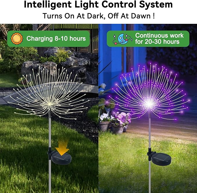 Solar Yard Path Lights 2-Pack, Waterproof