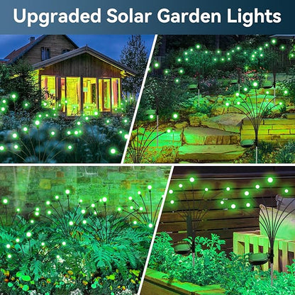 Solar Garden Lights Outdoor Waterproof, 2 Pack 16 LED Swaying Light Firefly Light Outdoor Decor Lights for Pathway Party Christmas Decoration, Unique Gifts for Women, Green