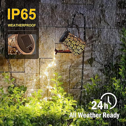 Solar Watering Can Garden Lights - Solar Lights Outdoor Garden Ornaments Waterproof Large Yard Statues Retro Copper Decorations for Home Patio with 35" Shepherd Hook