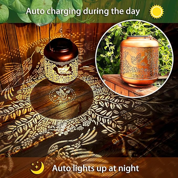 Solar Hummingbird Lanterns, Yard Hanging LED Decor