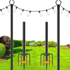 Heavy-Duty String Light Poles 2-Pack, 10ft Backyard