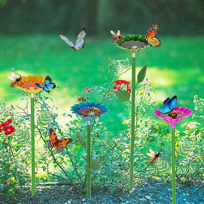 4-Pack Bee Watering Station, Metal Garden Bee Bath