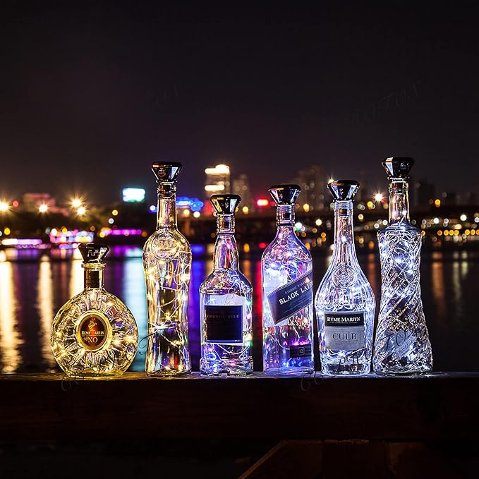8-Pack LED Wine Bottle Fairy Lights, Solar Cork