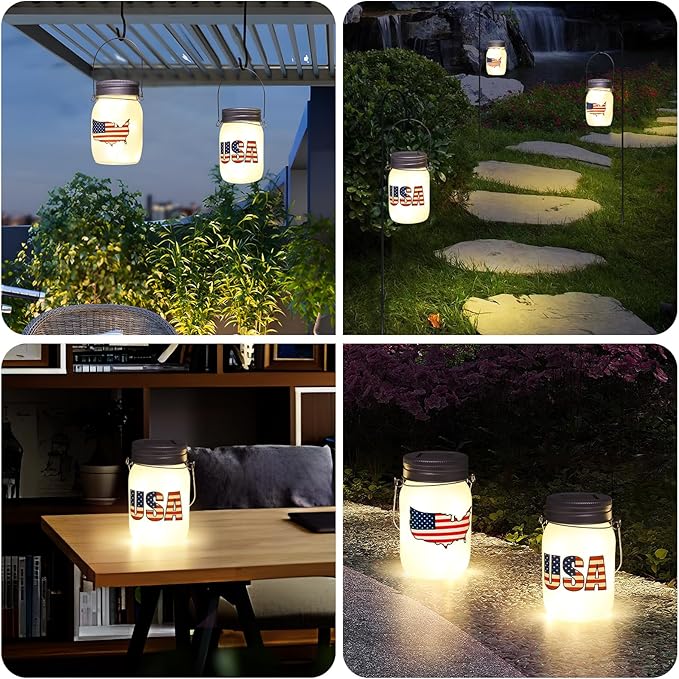 Solar Courtyard Lanterns 2-Pack, Outdoor Hanging LED Decor