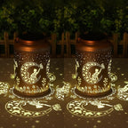 2-Pack Classic Cat Solar Lanterns for Patio, Waterproof LED
