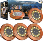 4-Pack Solar Ground Disk Lights, Waterproof LED
