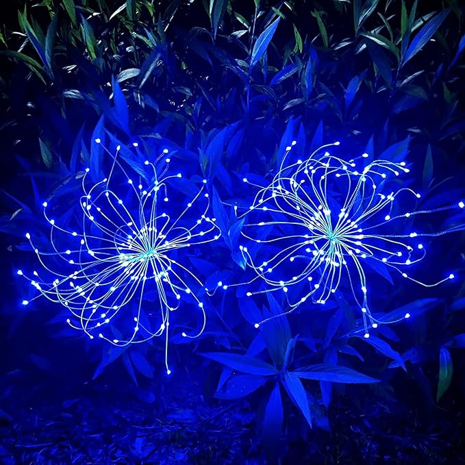 2-Pack Blue Solar Path Lights, Outdoor Garden LED