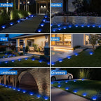 Solar Flat Disk Lights 8-Pack, Waterproof Garden