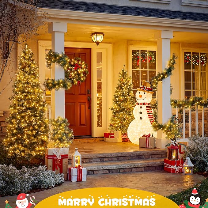JMEXSUSS Battery Operated Christmas Lights with Remote, Each 33 FT String Lights Indoor Outdoor Waterproof, 2 Pack 100 LED Warm White Christmas Tree Light for Outside Party Garden Yard Porch Decor