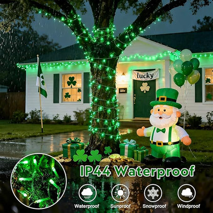 JMEXSUSS 4 Pack 50 LED Battery Operated String Lights Green, Each 16.5ft Green Light Outdoor Waterproof, 8 Modes St. Patrick’s Day Lights Indoor with Timer for Christmas Halloween Party Decoration