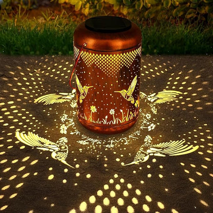 7 Color Variations Solar Lanterns Outdoor, Waterproof Hummingbird Garden Decor, LED Hanging Lights Metal Decor for Yard, Patio, Porch, Lawn, Tabletop - Perfect Christmas Gift for Women, Mom, Grandma
