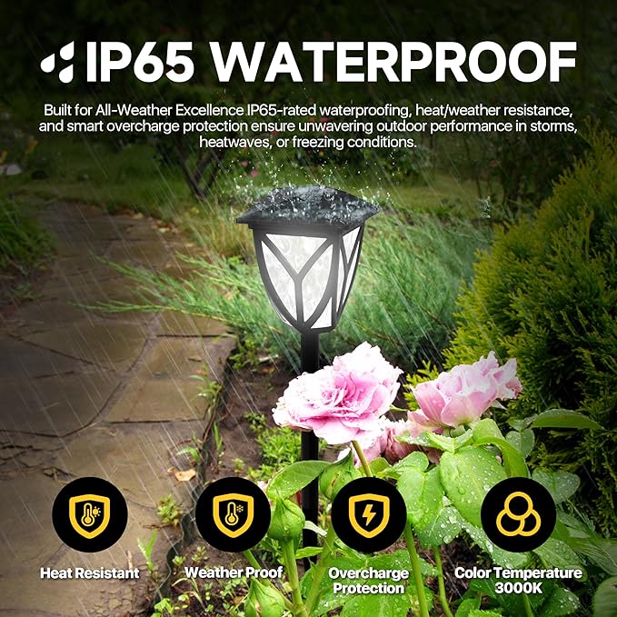 Ensenior Solar Lights Outdoor, 6500K LED Solar Garden Lights for Pathway Yard Patio Walkway Planter Walkway Landscape Lighting, IP65 Waterproof, Energy-Efficient Landscape Lighting, 12-Pack