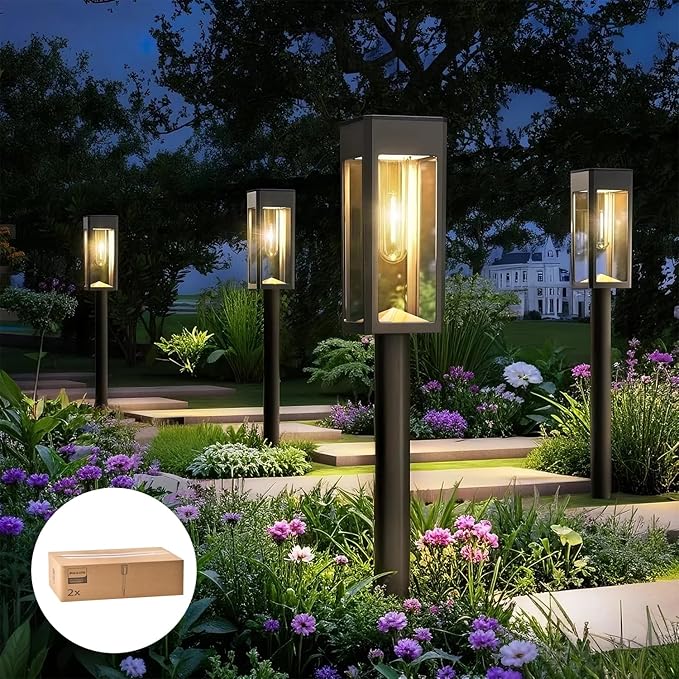2-Pack Solar Pathway Lights, Waterproof LED Garden Lights