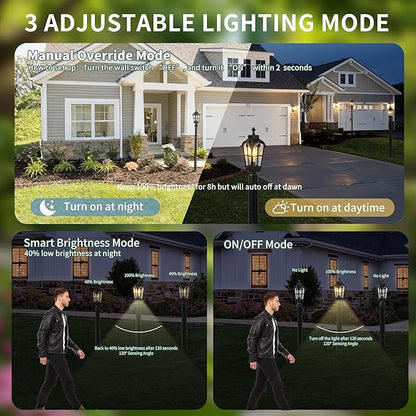 Motion Sensor Outdoor Post Lights Waterproof Dawn to Dusk Sensor Post Light Fixture Outdoor Anti-Rust Waterproof Exterior Lamp Post Lighting for Front Door Yard Pathway Driveway Fence