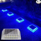 4-Pack Blue Wall Solar Lights, Waterproof LED