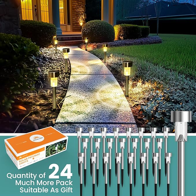 Solar Pathway Lights 24-Pack, Walkway LED