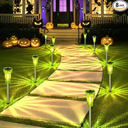 St Patricks Day Decorations Solar Pathway Lights Outdoor,Green Solar Lights LED Waterproof, St. Patrick's Day Solar Lights Auto Dusk-to-Dawn for Yard, Path, Garden, Walkway, Landscape 8 Pack