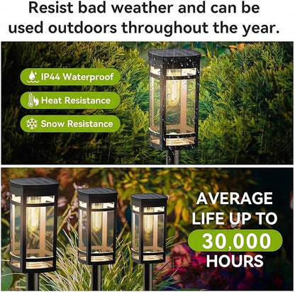 EXCMARK 16 Pack Solar Lights Outdoor Waterproof for Garden Pathway Walkway Driveway Yard Lawn Decorative Landscape Lighting. (Warm White Light, 16)