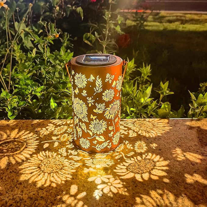 Sunflower Solar Garden Lanterns, Metal Waterproof LED