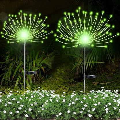 YOTOZU 2 PCS Solar Firework Light, Outdoor Solar Garden Decorative Lights 120 LED Powered 40 Copper Wires String DIY Landscape Light for Walkway Pathway Backyard Decor Parties Perfect Gifts(Green)