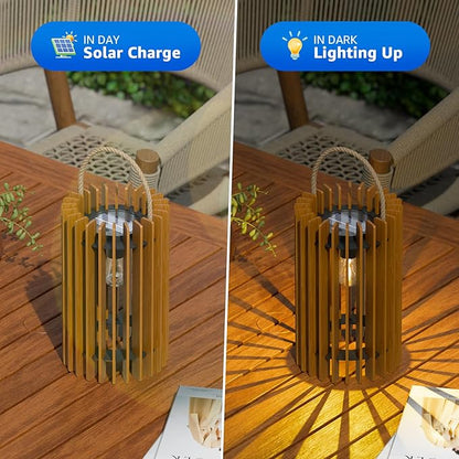 2-Pack Solar Lanterns Outdoor Hanging Portable Table Top Decorative Lamp DIY Lantern Lights Water-Resistant for Outside Patio Yard Garden Porch