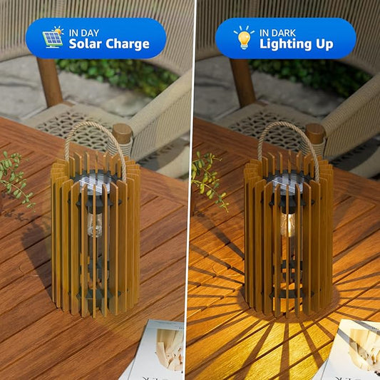 2-Pack Solar Lanterns Outdoor Hanging Portable Table Top Decorative Lamp DIY Lantern Lights Water-Resistant for Outside Patio Yard Garden Porch