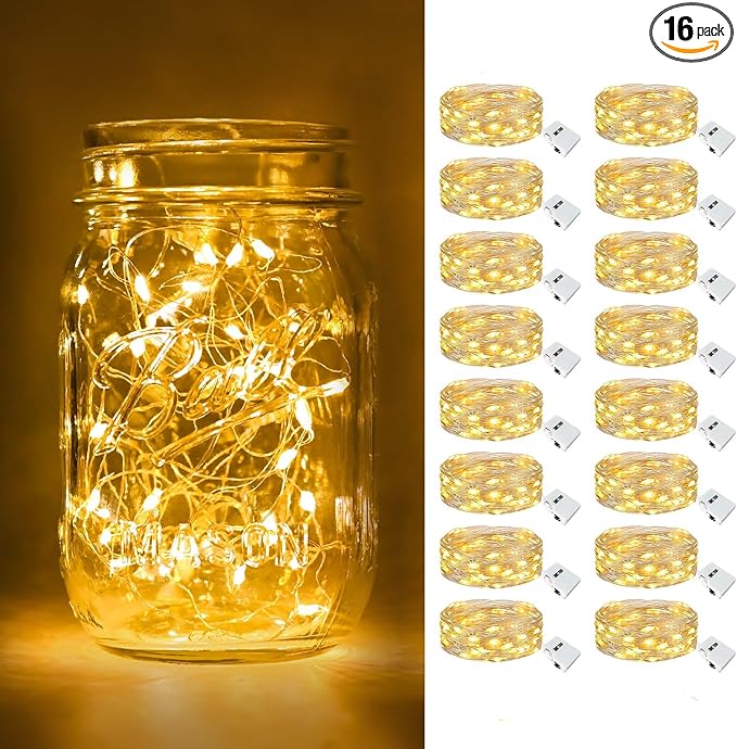 Christmas Fairy Lights 16-Pack, 7ft 20 LED Battery Twinkle Lights