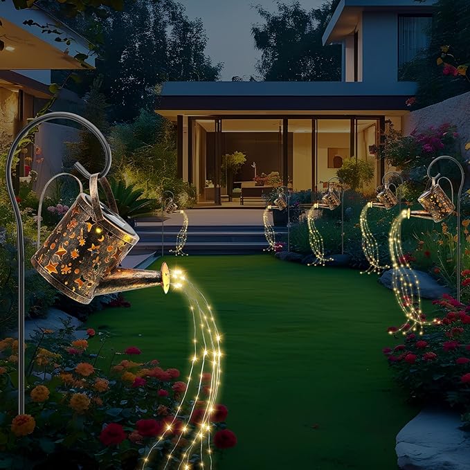 Solar Watering Can Lights Outdoor，Metal Hanging Garden Decor, Waterproof Solar Powered Lights for Patio, Lawn, Yard，Cute Outdoor Decoration for Mom, Grandma, Lady，Perfect Birthday Gift