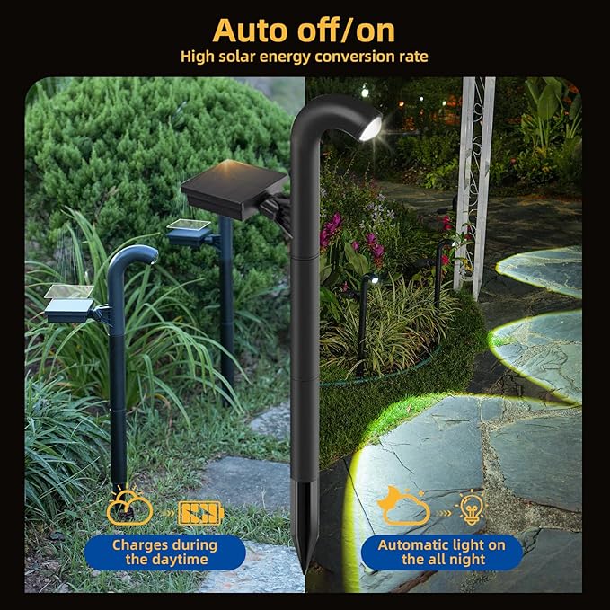 EGOBOO Solar Pathway Lights 8 Pack, Solar Garden Lights Outdoor Waterproof with 1 High Brightness LED Lens Auto On/Off Lighting for Outside Path Yard Walkway Driveway
