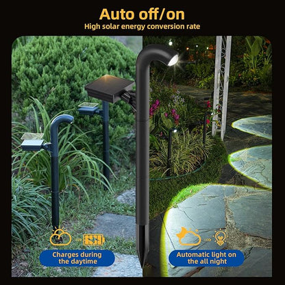 EGOBOO Solar Pathway Lights 8 Pack, Solar Garden Lights Outdoor Waterproof with 1 High Brightness LED Lens Auto On/Off Lighting for Outside Path Yard Walkway Driveway