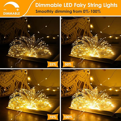 Mlambert 6 Pack 33FT Fairy Lights Battery Operated with Remote and Timer, Dimmable Waterproof 8 Modes Light for Bedroom Dorm Christmas-Warm White