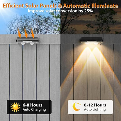 Solar Fence Lights Outdoor, 7 Fixed Colors ＆ Color Changing IP65 Waterproof Solar Powered Lights Outdoor for Backyard/Patio/Fence/Wall/Deck/Step/Porch/Railings/Pool (12pack)