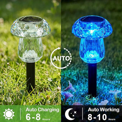 Solar Pathway Lights Outdoor 8 Pack Mushroom Garden Lights Waterproof Solar Powered Yard Lighting for Landscape, Driveway, Path, Walkway, Patio, Outside Garden Decorations, Color Changing