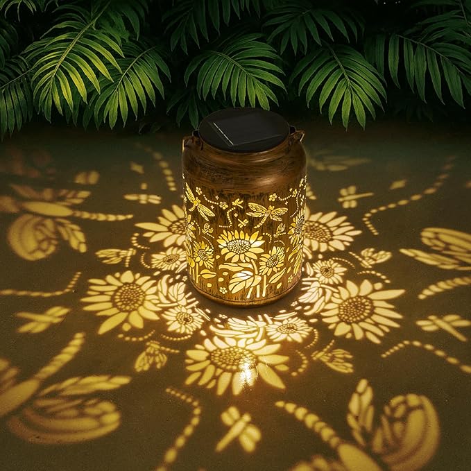 Sunflower Solar Lantern, Chrismas Gifts, Outdoor Waterproof LED Decorative Garden Lights for Lawn, Landscape, Patio, Porch Hanging Solar Lights for Women, Ladies, Mom, Grandma
