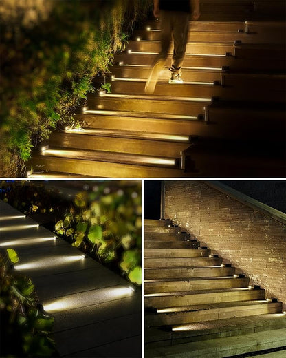 Solar Step Lights for Outside Motion Sensor Solar Stair Light Outdoor Waterproof 5 Modes for Stair, Step, Deck, Walkway, Pathway Warm White 4 Pack