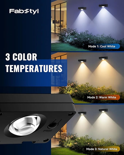 Solar Fence Lights Outdoor Waterproof, Fence Light Solar Powered with 3 Modes for Outside, Deck, Step, Yard, Stairs, Balcony, Patio, Railing (3000K/4500K/6500K, 12 Pack)