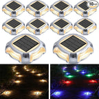 10-Pack Solar Deck Lights, RGB Waterproof LED