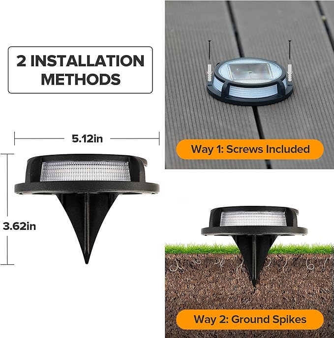 LUTEC 12 Pack Solar Driveway Lights, 12 LEDs IP67 Waterproof Outdoor Solar Dock Driveway Marker Lights for Step, Sidewalk, Pathway, Patio, Garden(Warm White)