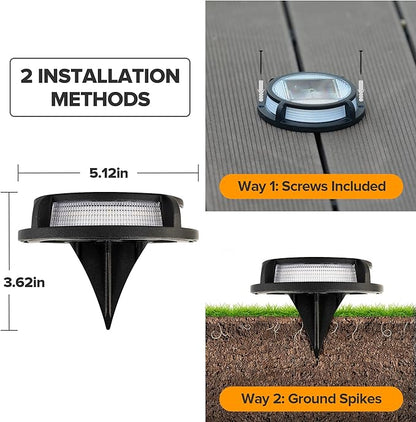 LUTEC 12 Pack Solar Driveway Lights, 12 LEDs IP67 Waterproof Outdoor Solar Dock Driveway Marker Lights for Step, Sidewalk, Pathway, Patio, Garden(Warm White)