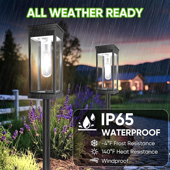 8 Pack Solar Pathway Lights Outdoor,IP65 Waterproof - Bright Solar Lights Outdoor,Auto On/Off Pathway Lights Solar Powered,Solar Path Lights for Walkway Driveway Garden (Cool White)
