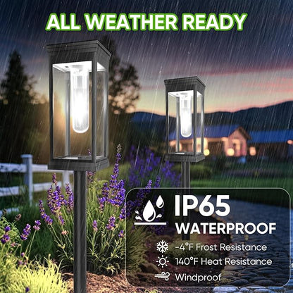 8 Pack Solar Pathway Lights Outdoor,IP65 Waterproof - Bright Solar Lights Outdoor,Auto On/Off Pathway Lights Solar Powered,Solar Path Lights for Walkway Driveway Garden (Cool White)