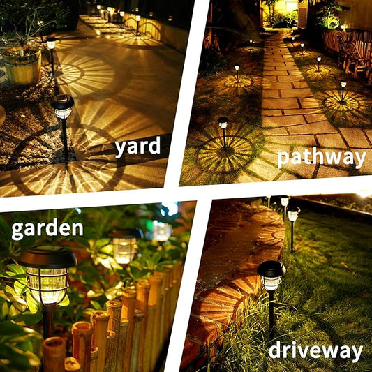 Solar Pathway Lights Outdoor, 8 Pack Bright LED Stake Lights, Waterproof IP65, Auto On Off Dusk to Dawn, Long-Lasting Battery (1000mAh), Up to 12 Hours Lighting for Walkway, Yard & Garden Decor