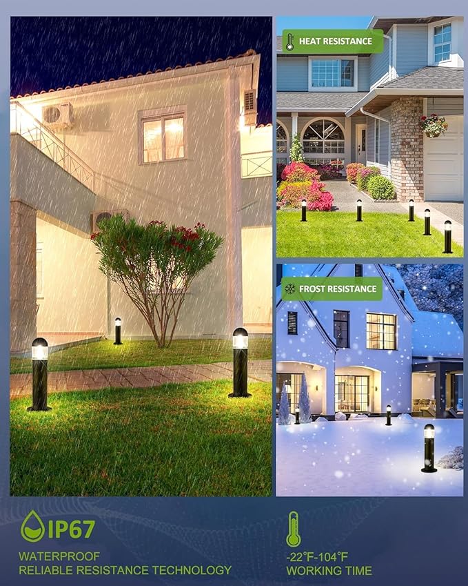 2-Pack Warm White Solar Path Lights, Outdoor Driveway LED