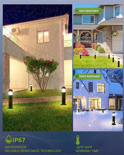 2 Pack Low Voltage Landscape Pathway Lights, 12V LED Bollard Light IP67 Waterproof, Outdoor Driveway Walkway Wired Lights (Included Connector and Stakes) - Yard Garden Lawn,2700K Warm White