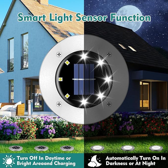 Solar Outdoor Lights - 12 Pack, Waterproof Solar Garden Lights for Landscape, Patio, Pathway, Lawn, Yard, Deck, Driveway, Walkway