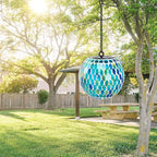 Mosaic Solar Hanging Lanterns, Rustic Yard Decor