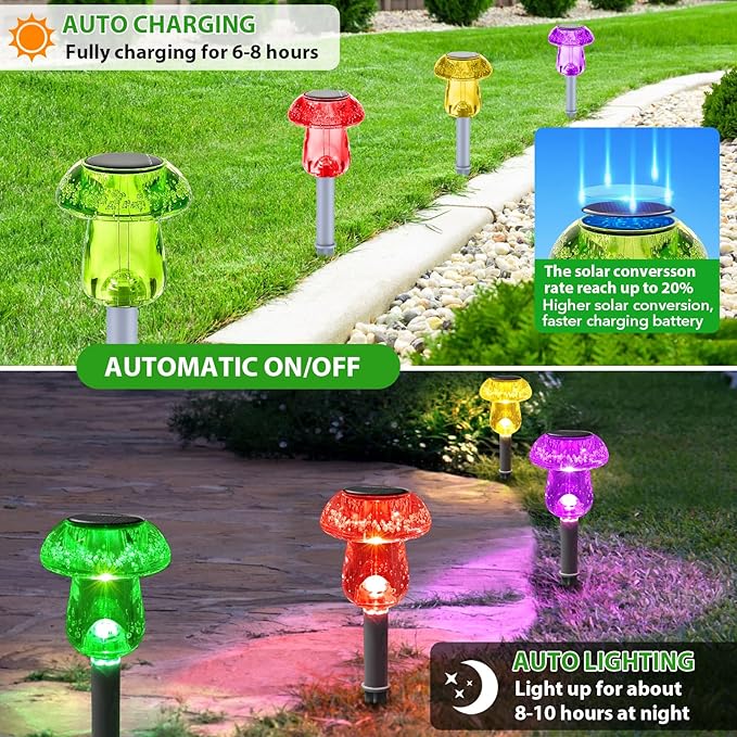 Multicolor Solar Pathway Lights 16-Pack, Garden LED