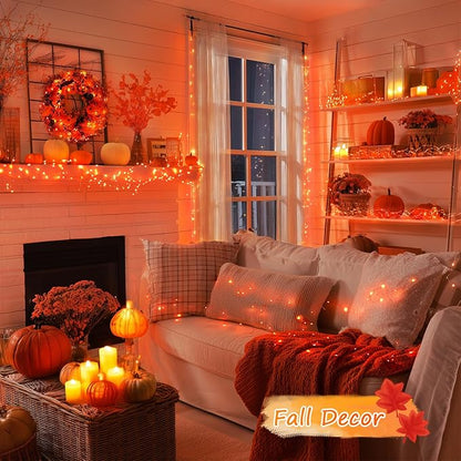 2-Pack 66ft Halloween LED String Lights, Waterproof Timer Lights