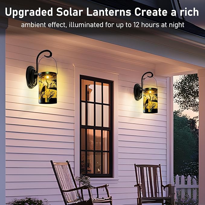 Solar Lantern Outdoor Waterproof Bird Garden Decor Birthday Gifts for Women Mom Grandma Hanging Solar Lights Metal Decoration Outside for Yard Patio Backyard Porch